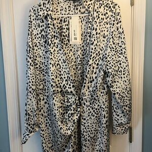 Zara Leopard Print Satin Wrap Dress